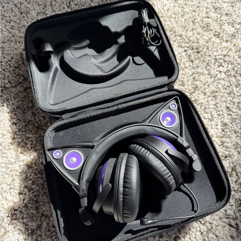 Black and Purple Cat Ear Headphones BrookStone